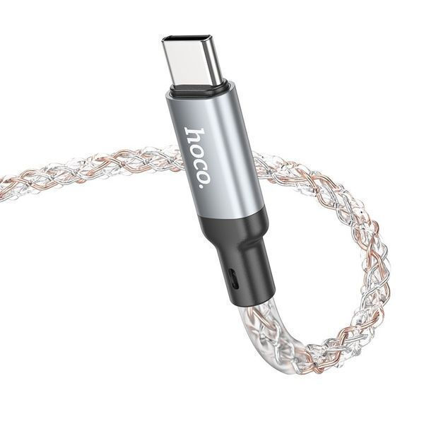 Hoco U112 Shine LED USB 2.0 Cable USB-C male - USB-C male 20W Πολύχρωμο 1m