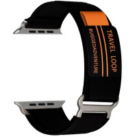 Nylon Travel Loop Λουράκι Υφασμάτινο για Apple Watch 42/44/45/49mm Black-Orange