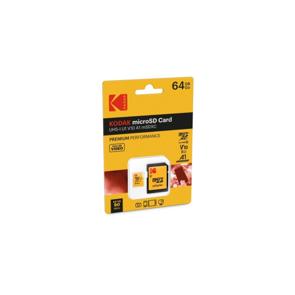 Κάρτα Μνήμης Micro SDHC Kodak 64GB UHS-I U1 V10 (EKMSDM64GXC10K)