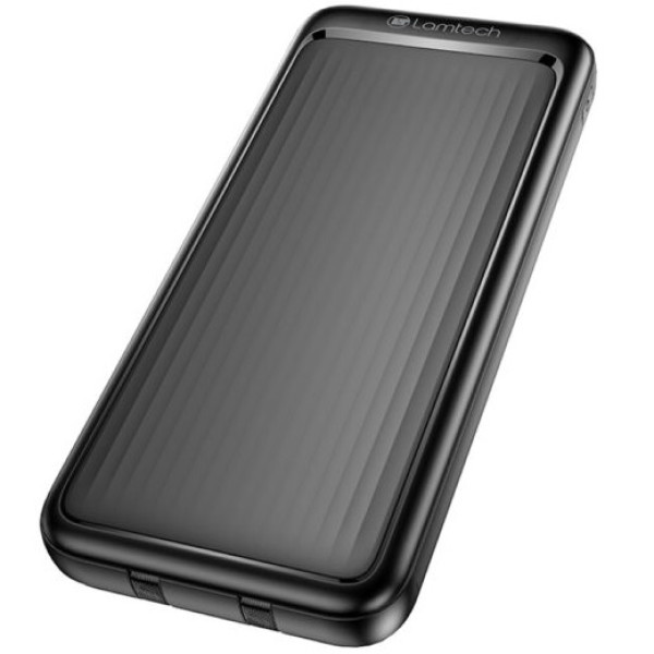 LAMTECH ULTRA-THIN POWERBANK WITH TYPE-C & LIGHTNING CABLES 10000mAh 22.5W BLACK