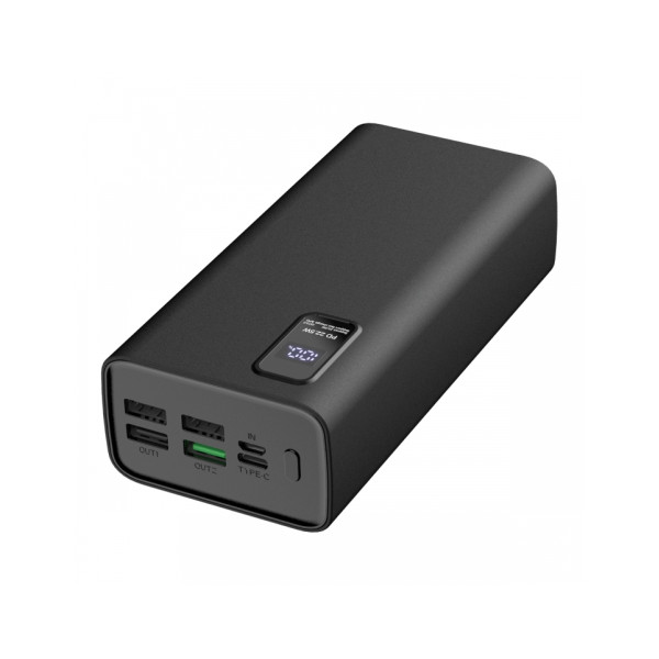 Platinet Power Bank  30000mAh Polymer PD 3.0 QC 3.0 LED Screen Black  