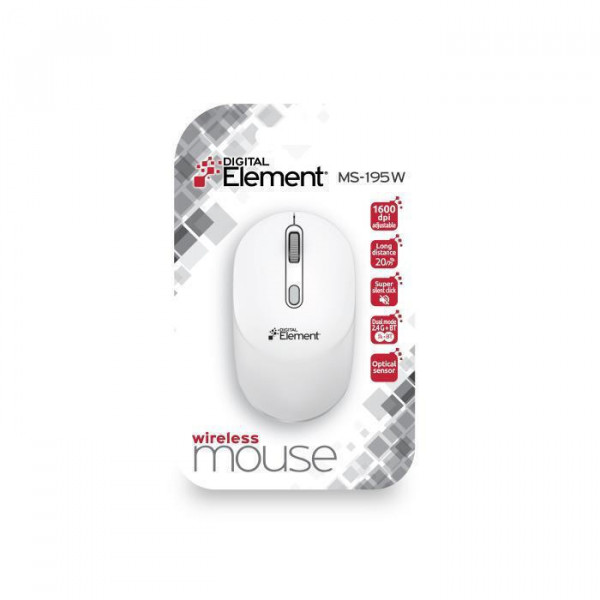 Element MS-195W Ασύρματο Bluetooth Ποντίκι Λευκό