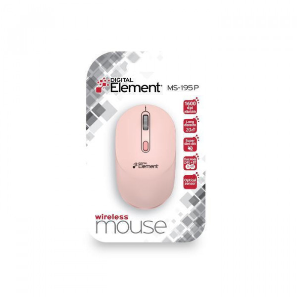 Element MS-195P Ασύρματο Bluetooth Ποντίκι Ροζ