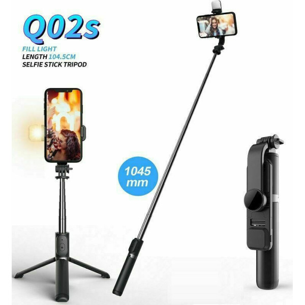 Selfie Stick Q02s Τρίποδο Κινητού με Bluetooth Μαύρο