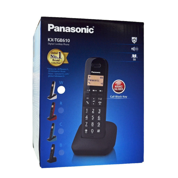Ασύρματο Ψηφιακό Τηλέφωνο Panasonic KX-TGB610 Μαύρο-Λευκό με Πλήκτρο Αποκλεισμού Κλήσεων