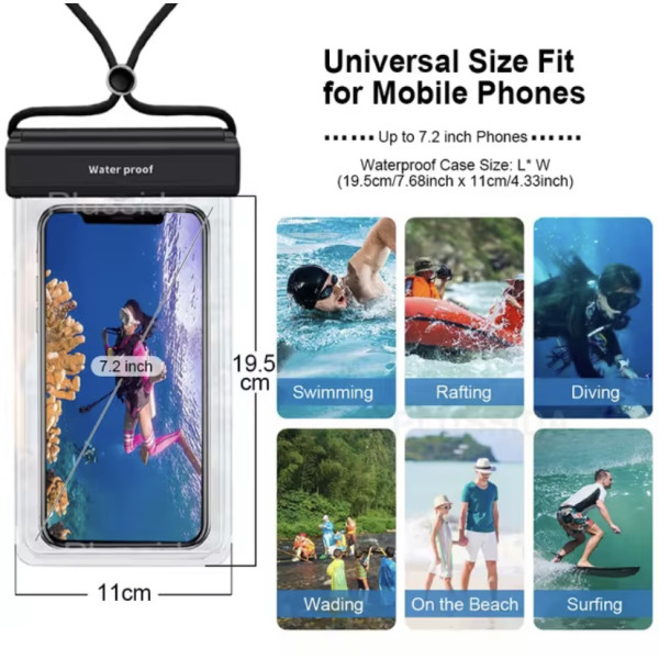 Waterproof  Phone Case Bag 7.2'' Black