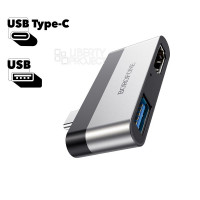 BOROFONE Adapter - DH2 USB-C to USB3.0/HDMI silver and black
