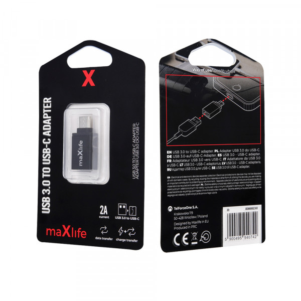 Maxlife Μετατροπέας USB-C male σε USB-A female (OEM0002302)