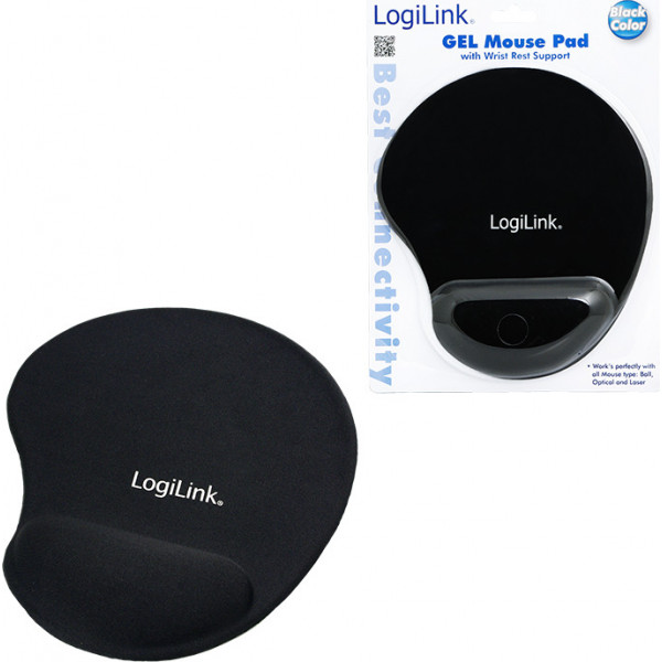 LogiLink GEL Mouse Pad 230mm με Στήριγμα καρπού Μαύρο