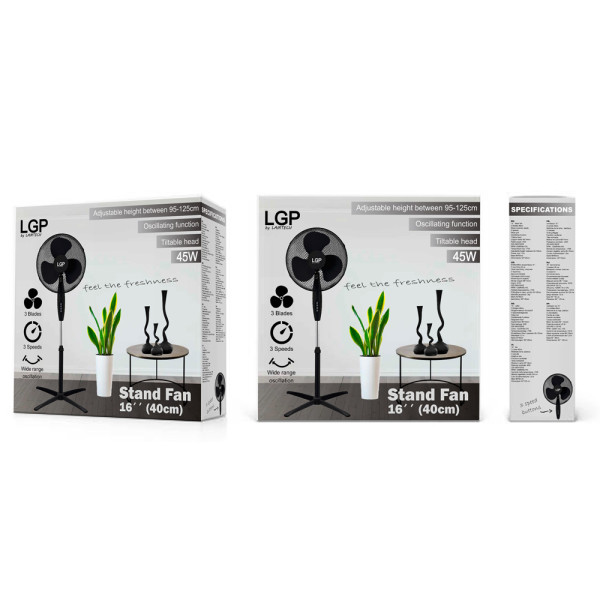 LGP STAND FAN 16' 40CM 45W BLACK