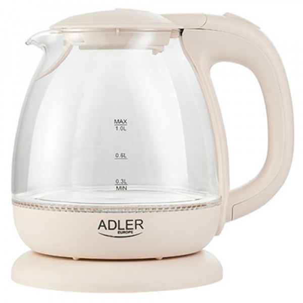 ADLER ELECTRIC GLASS KETTLE 1L CREAM