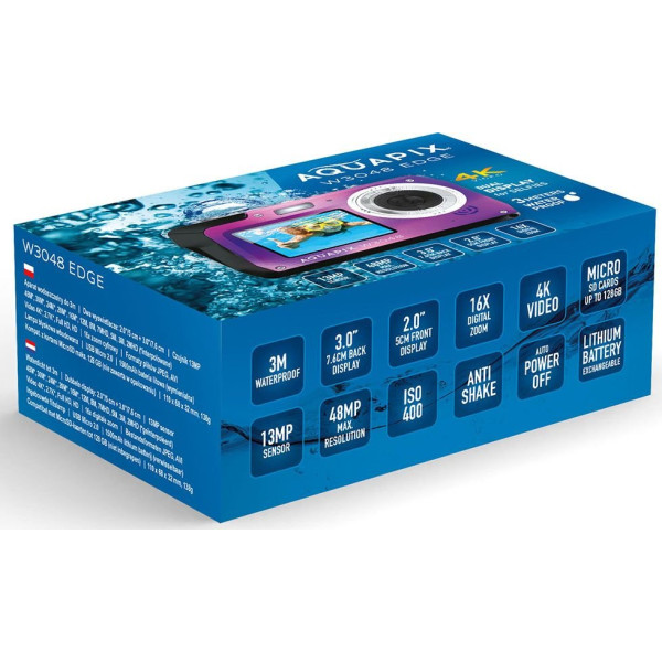 AQUAPIX WATERPROOF 4K CAMERA W-3048 PURPLE EDGE