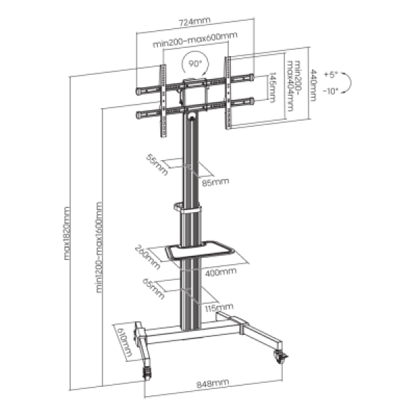 SBOX FLOOR MOUNT 37-86' 50KG 600X400