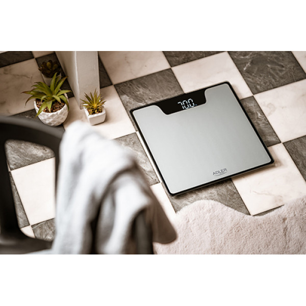 ADLER BATHROOM SCALE WITH LED DISPLAY SILVER