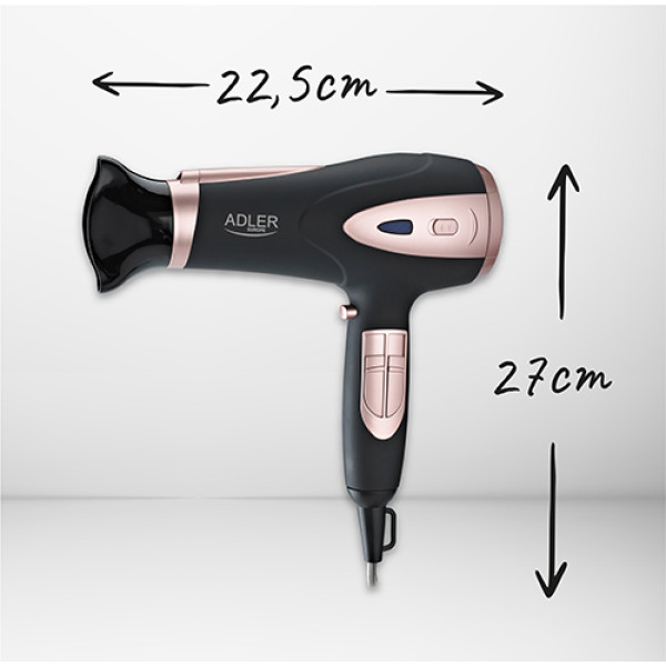 ADLER 2200W ION DRYER & DIFFUSER BLACK