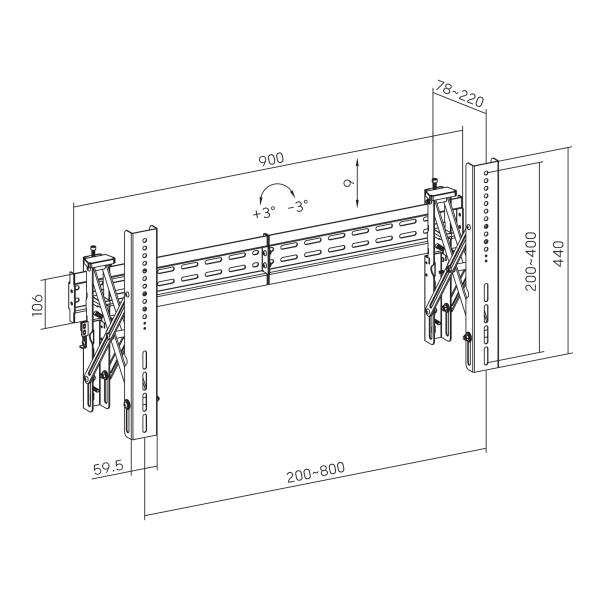 SBOX WALL MOUNT/VIDEO WALL 37'-70' VESA 800x400 MAX