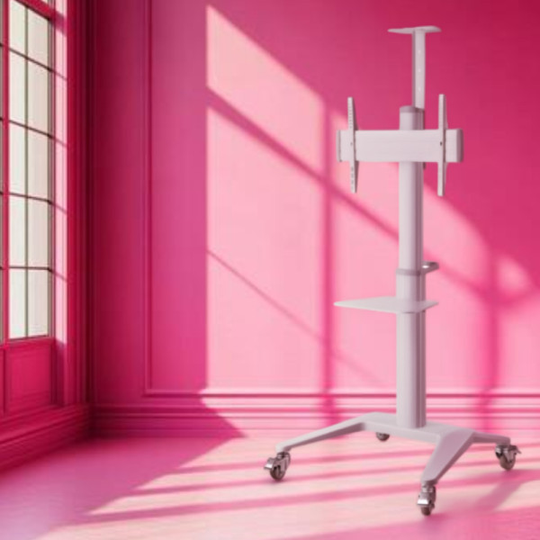 GEMBIRD ALUMINUM TV FLOOR STAND WITH CASTER WHEELS 37'-70' WHITE