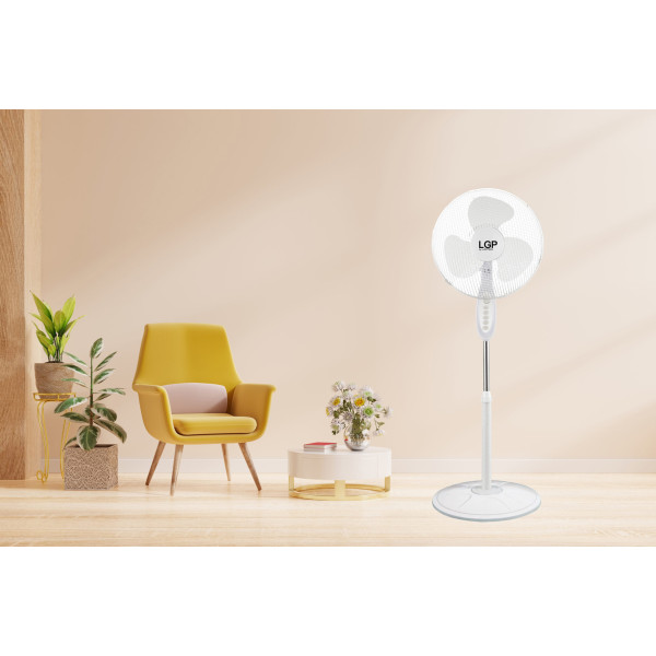 LGP ROUND BASE STAND FAN 16' 40CM 45W WITH TIMER WHITE