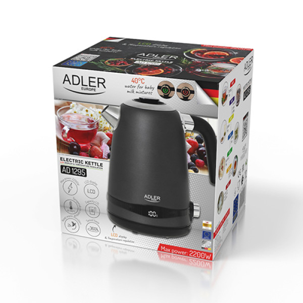 ADLER 1,7L STEEL ELECTRIC KETTLE WITH LCD AND TEMPERATURE CONTROL GREY ADLER 1,7L STEEL ELECTRIC KETTLE WITH LCD AND TEMPERATURE CONTROL GREY