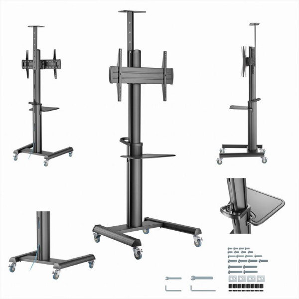 GEMBIRD ALUMINUM TV FLOOR STAND WITH CASTER WHEELS 37′-70′ BLACK GEMBIRD ALUMINUM TV FLOOR STAND WITH CASTER WHEELS 37′-70′ BLACK