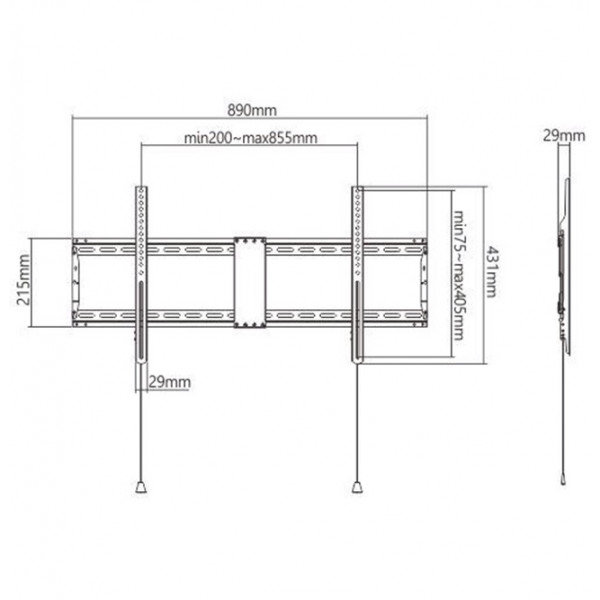 GEMBIRD TV WALL MOUNT (FIXED), 43”-90” (70 KG)