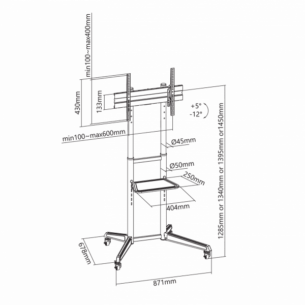 SBOX MOBILE FLOOR STAND 32'-70'