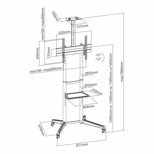 SBOX MOBILE FLOOR STAND 37'-70'