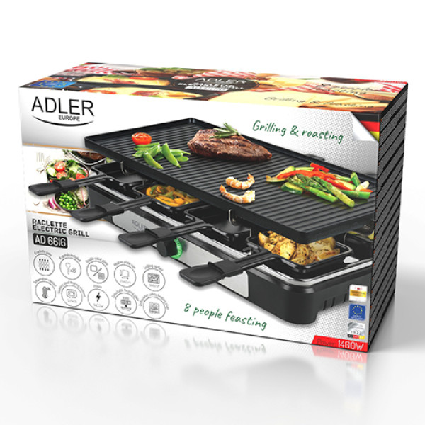 ADLER ELECTRIC GRILL - RACLETTE 1400W BLACK