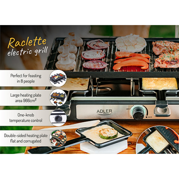 ADLER ELECTRIC GRILL - RACLETTE 1400W BLACK