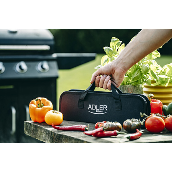 ADLER GRILL UTENSIL SET - STAINLESS STEEL WITH CARRYING CASE