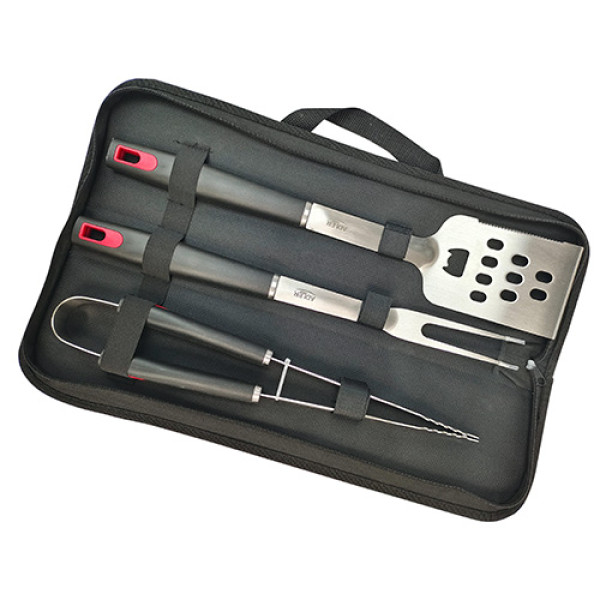 ADLER GRILL UTENSIL SET - STAINLESS STEEL WITH CARRYING CASE