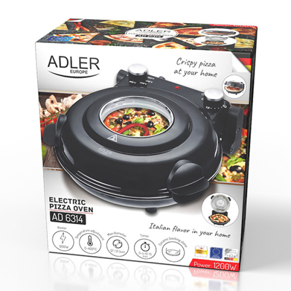 ADLER ELECTRIC PIZZA OVEN 1200W BLACK