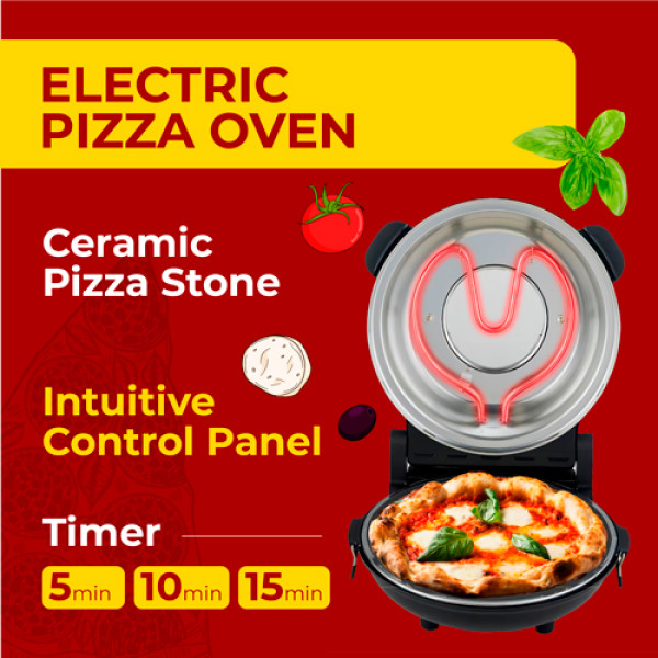 ADLER ELECTRIC PIZZA OVEN 1200W BLACK