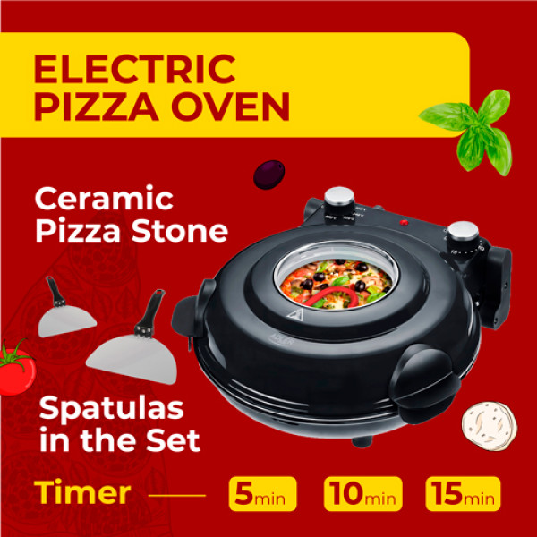 ADLER ELECTRIC PIZZA OVEN 1200W BLACK