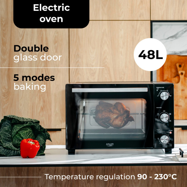 ADLER ELECTRIC OVEN 48L 1800W BLACK