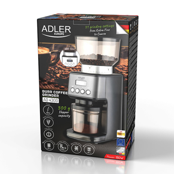 ADLER BURR COFFEE GRINDER 180W BLACK