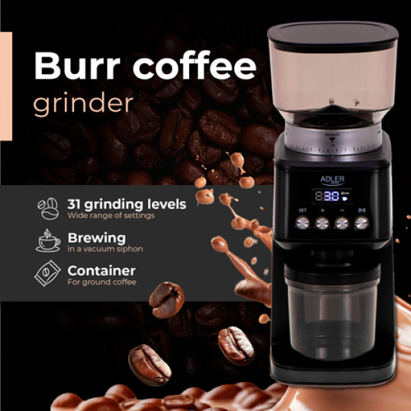 ADLER BURR COFFEE GRINDER 180W BLACK