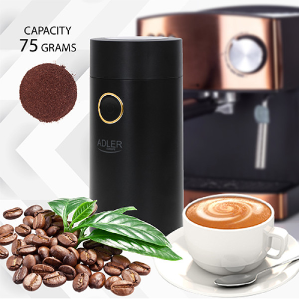 ADLER COFFEE MILL 150W BLACK/GOLD