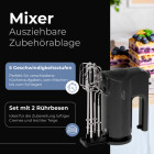 ADLER HAND MIXER WITH A PULL-OUT TRAY FOR ACCESSORIES 550W BLACK