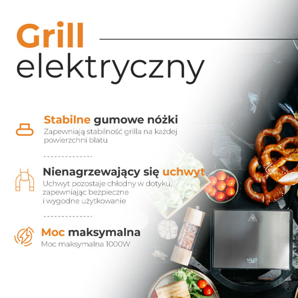 ADLER ELECTRIC GRILL 1000W BLACK