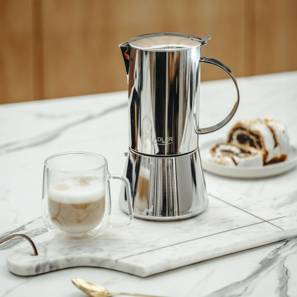 ADLER ESPRESSO COFFEE MAKER 350ML SILVER STEEL