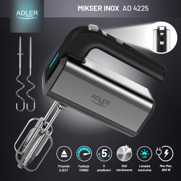 ADLER HAND MIXER INOX 800W