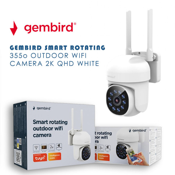 GEMBIRD SMART ROTATING 355o OUTDOOR WIFI CAMERA 2K QHD WHITE GEMBIRD SMART ROTATING 355o OUTDOOR WIFI CAMERA 2K QHD WHITE