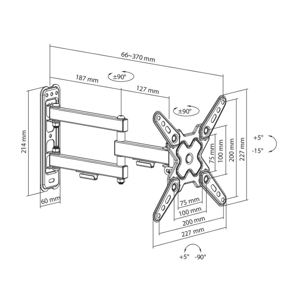 SBOX WALL MOUNT WITH DOUBLE ARM  13'-43' MAX VESA 200x200