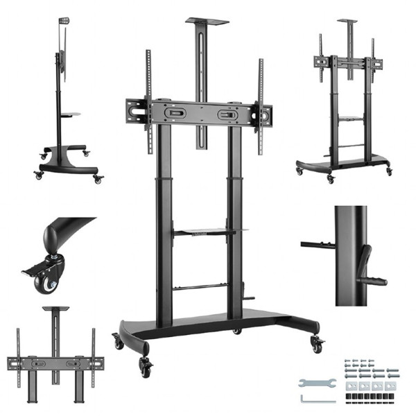 GEMBIRD HEIGHT ADJUSTABLE TV FLOOR STAND WITH CASTER WHEELS 60' - 100' GEMBIRD HEIGHT ADJUSTABLE TV FLOOR STAND WITH CASTER WHEELS 60' - 100'
