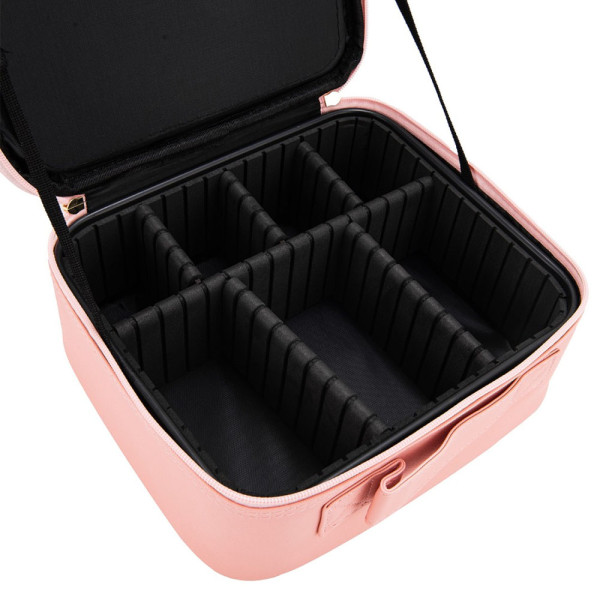 JOCCA MAKEUP BRIEFCASE WITH RECHARGEABLE LED MIRROR PINK