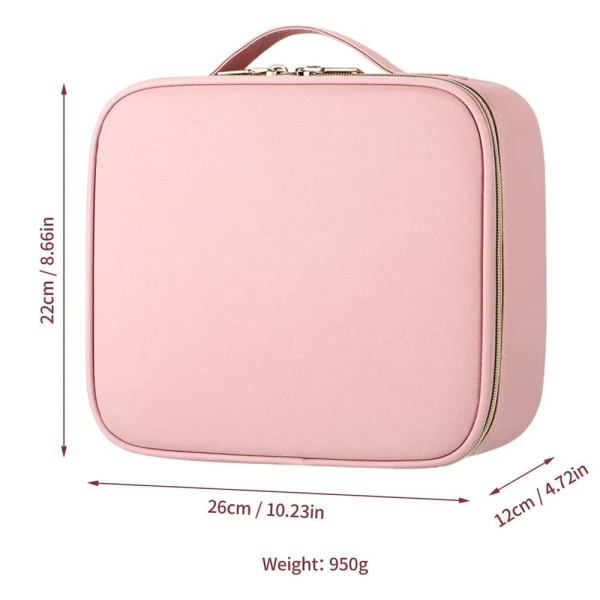 JOCCA MAKEUP BRIEFCASE WITH RECHARGEABLE LED MIRROR PINK