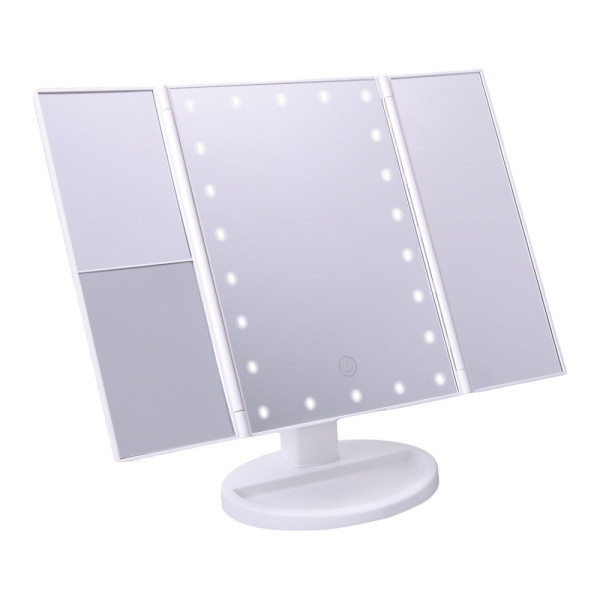 JOCCA FOLDABLE MAKEUP MIRROR WITH LED LIGHT AND 1X/2X/3X MAGNIFICATION WHITE