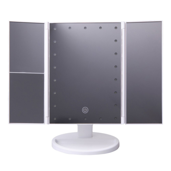 JOCCA FOLDABLE MAKEUP MIRROR WITH LED LIGHT AND 1X/2X/3X MAGNIFICATION WHITE