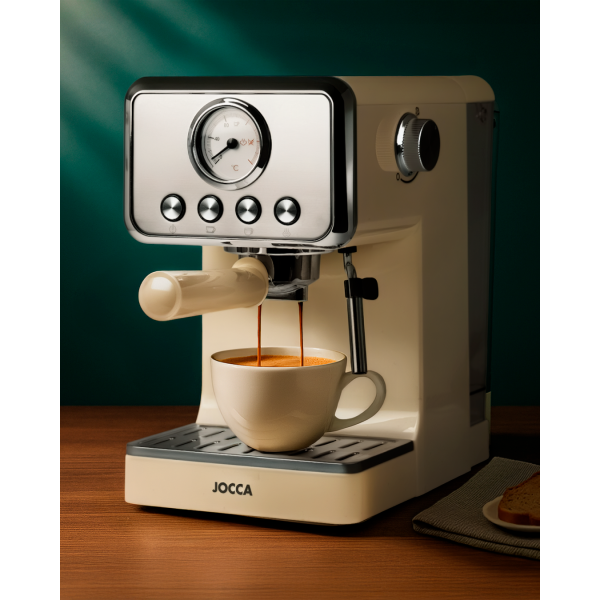 JOCCA RETRO ESPRESSO COFFEE MACHINE 15 BARS WITH REMOVABLE DEPOSIT 1.7L CREME